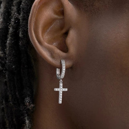 BOUCLE D'OREILLE CROIX DE ZIRCON