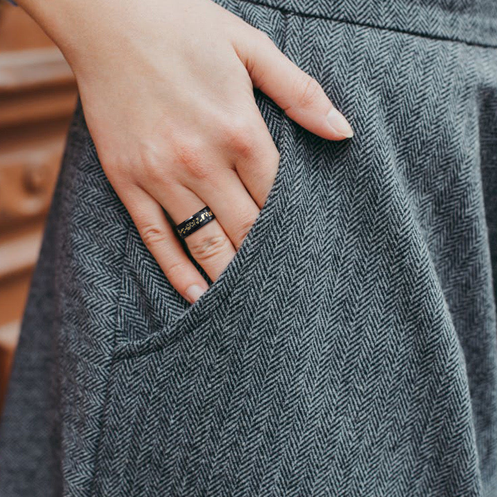 Bague en tungstène 8 mm incrustée de galaxie