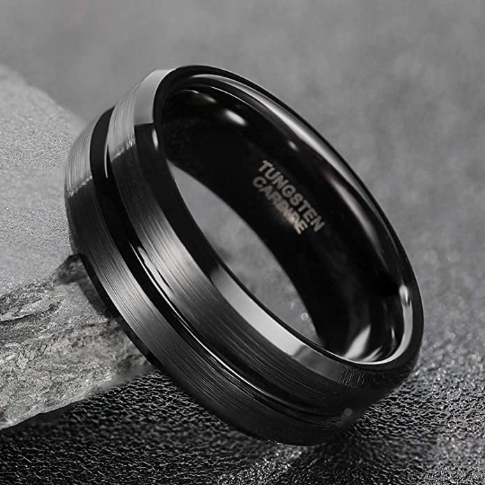 6MM-8MM CENTER GROOVED TUNGSTEN RING