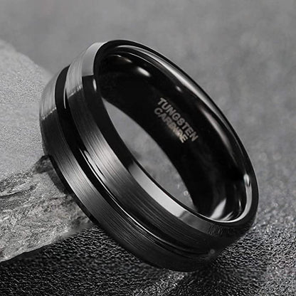 6MM-8MM CENTER GROOVED TUNGSTEN RING