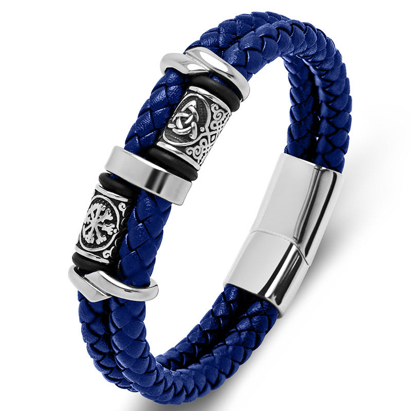 Pulsera de cuero doble vikingo