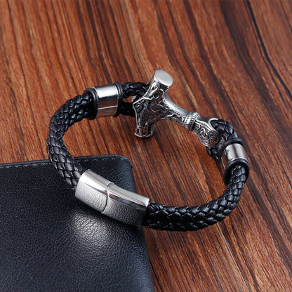 Thor's Hammer Leather Bracelet