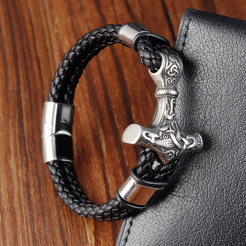 Thor's Hammer Leather Bracelet