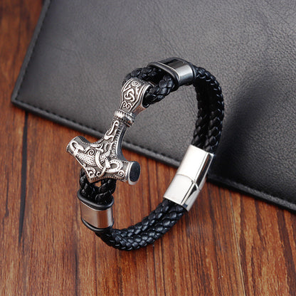 Thor's Hammer Leather Bracelet