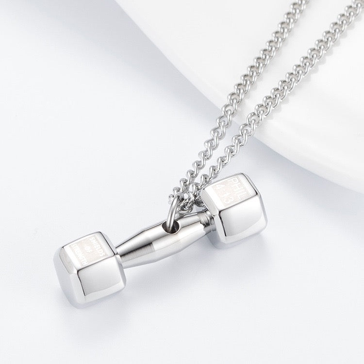 Dumbbell necklace, 316L stainless steel