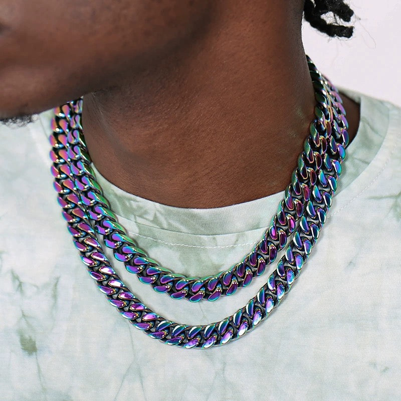 Rainbow Cuban Necklace