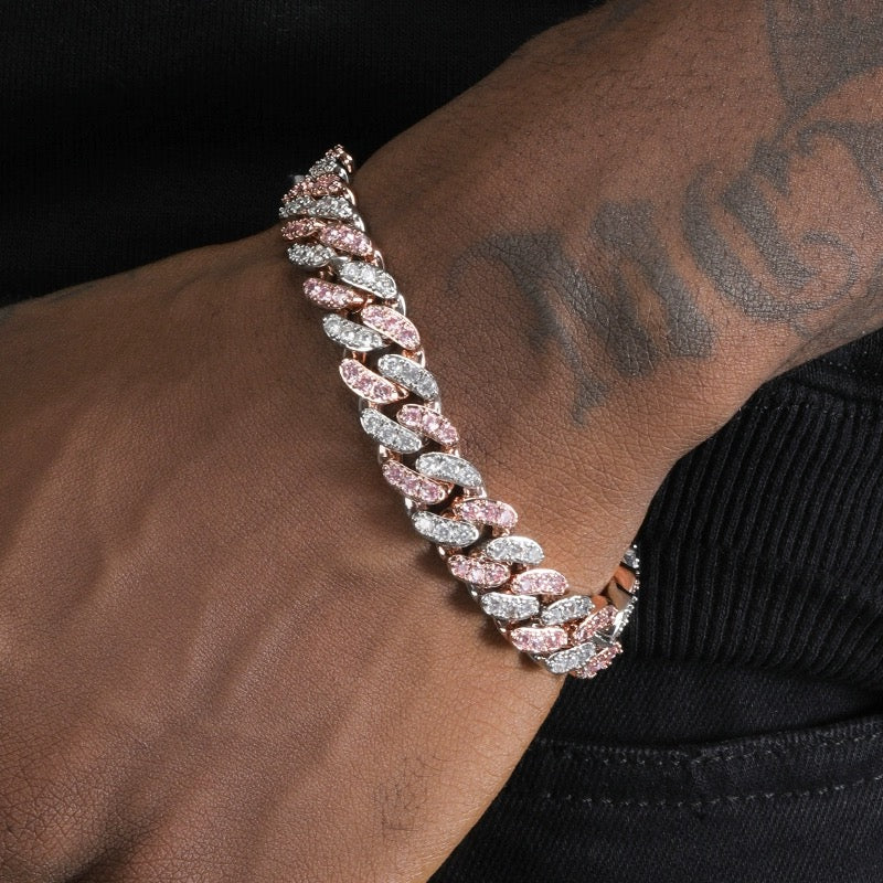 Two-tone Zircon Cuban Bracelet