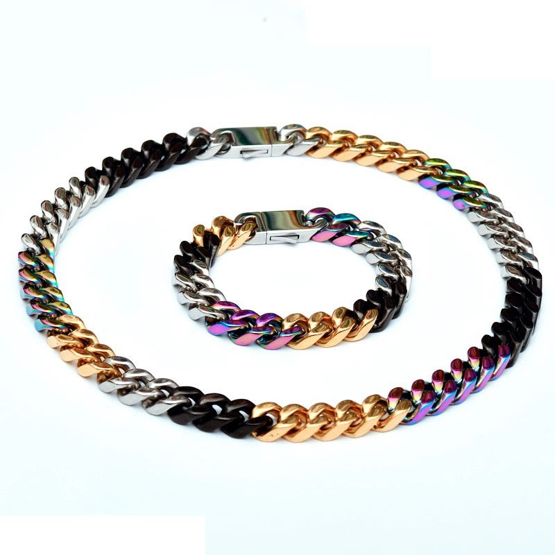 Colorful Cuban Necklace (three-dimensional cut)