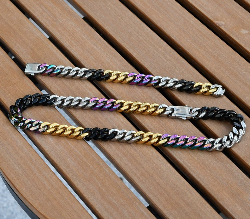 Colorful Cuban Chain (three-dimensional cut)