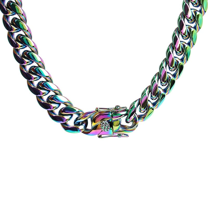 Rainbow Cuban Necklace