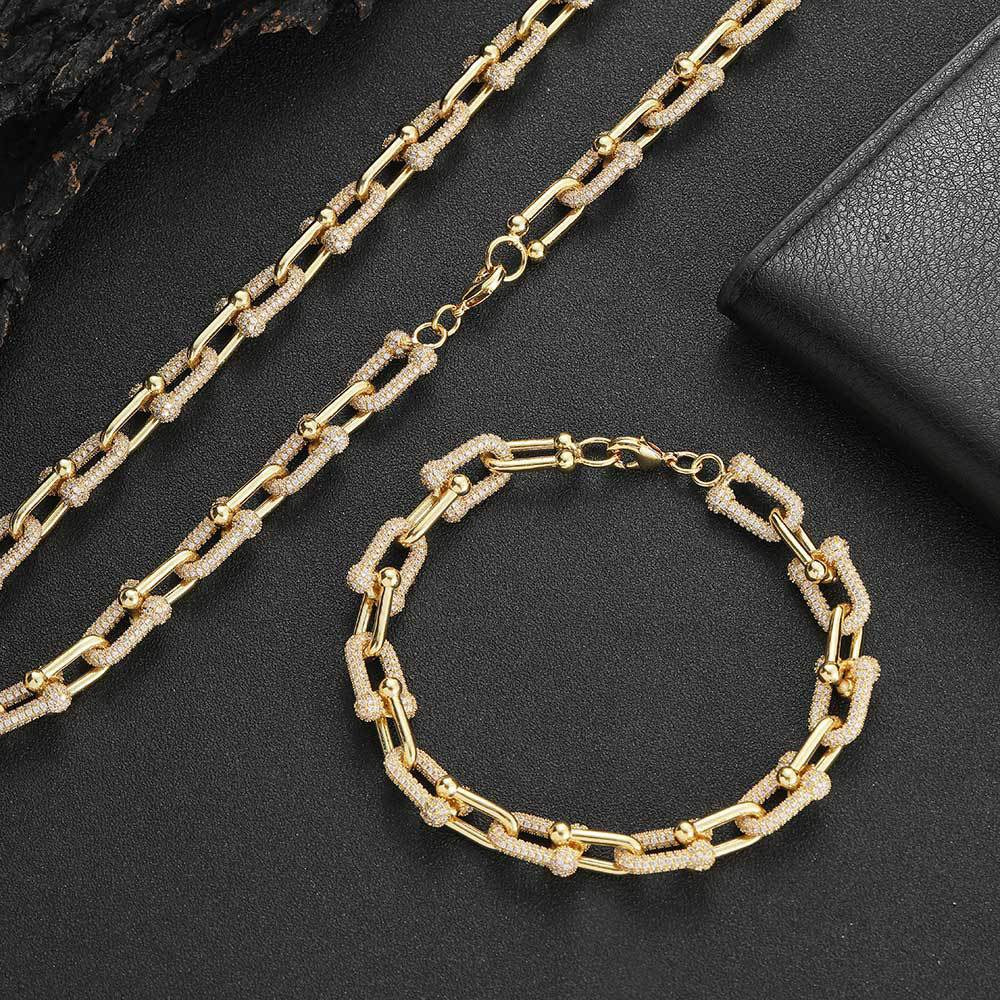 Hip Hop U Shaped Cuban Link Chain Bracelet