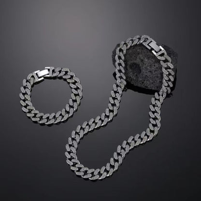 Zircon Stainless Steel Cuban Chain