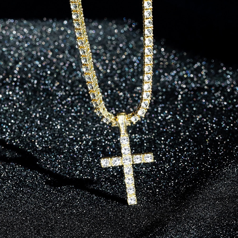 Zirconia Cross Tennis Necklace