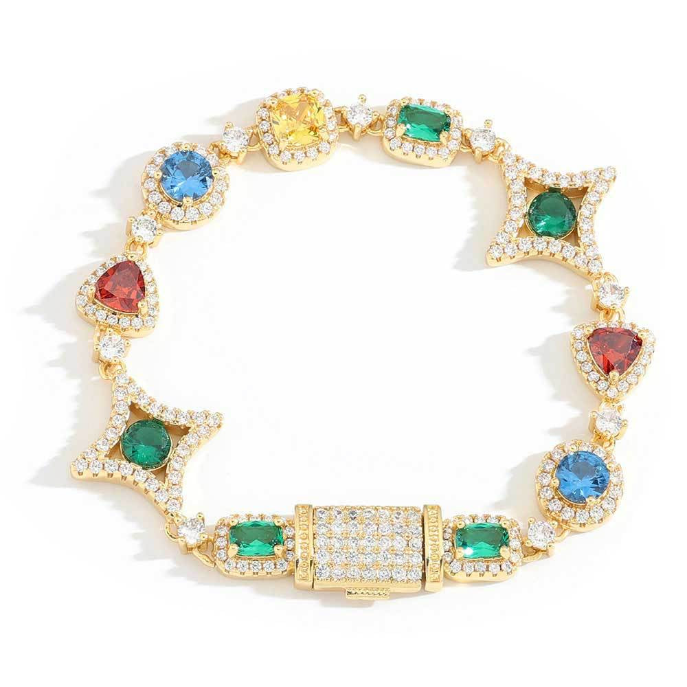 Colored Gemstone Chain Bracelet