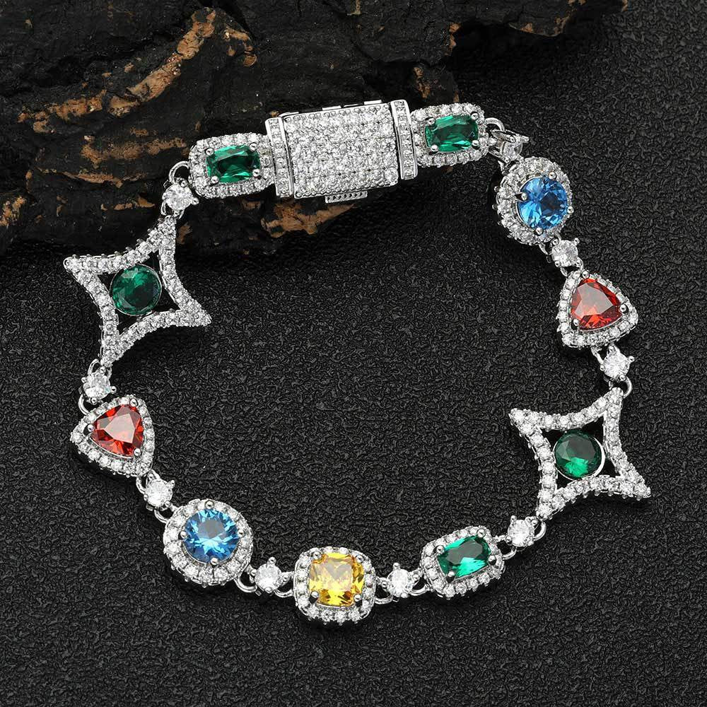 Colored Gemstone Chain Bracelet