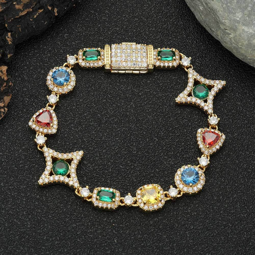 Colored Gemstone Chain Bracelet