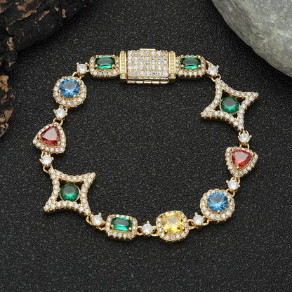 Colored Gemstone Chain Bracelet