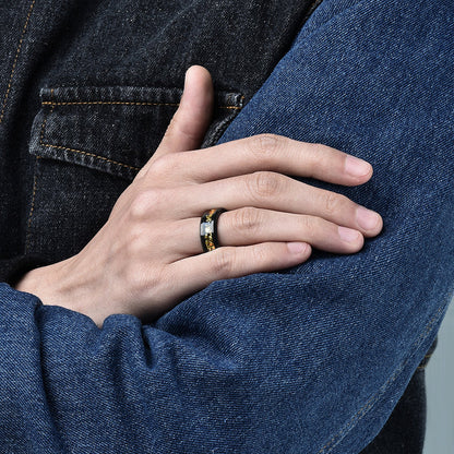 Bague en tungstène 8 mm incrustée de galaxie