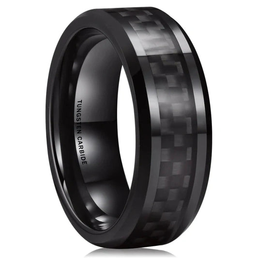 6/8MM INLAID CARBON FIBER TUNGSTEN RING