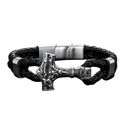 Thor's Hammer Leather Bracelet